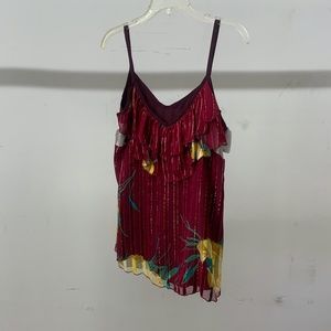Red Floral top with yellow flowers